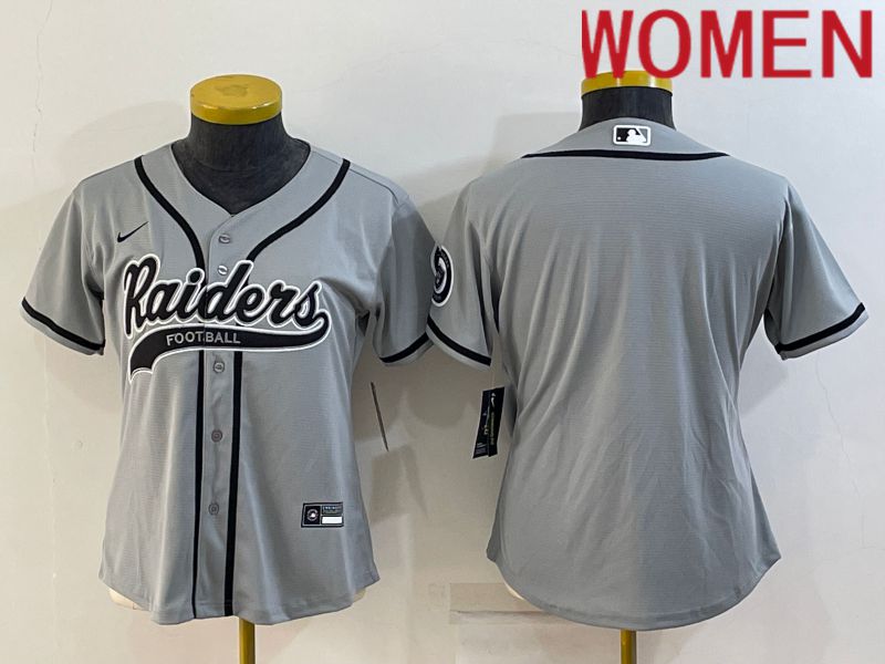 Women Oakland Raiders Blank Grey 2022 Nike Co branded NFL Jersey->women nfl jersey->Women Jersey